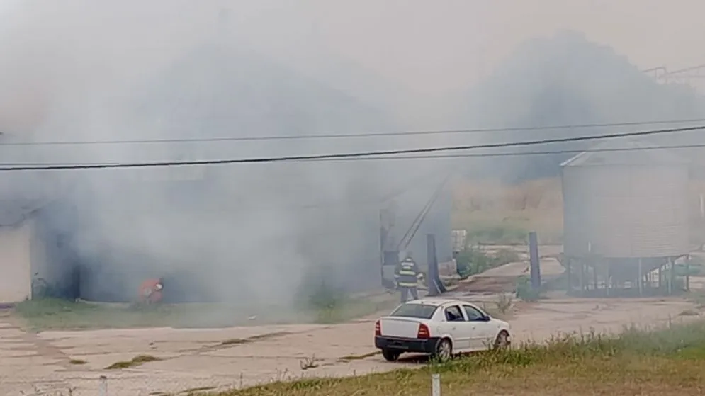 Incendio en planta de silos sobre Ruta 226